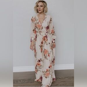 Baltic Born Floral Maxi Dress - Cream and Pink NWT (large)